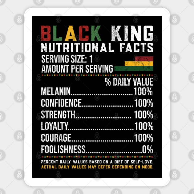 Black King Nutritional Facts Sticker by UrbanLifeApparel